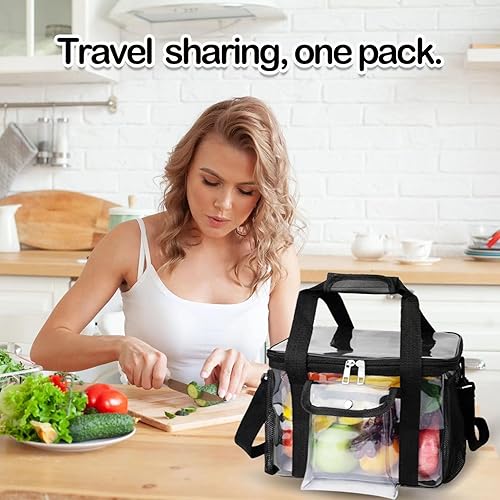 Miniatura 7 de Bolsas de almuerzo transparentes para el trabajo, 24 latas, bolsa de almuerzo transparente grande aprobada para estadios, bolsa transparente con