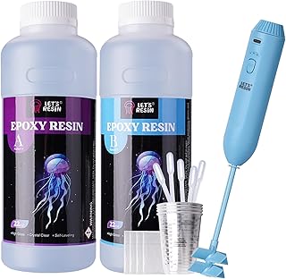LET'S RESIN Epoxy Resin Kit for Beginners, 44oz Crystal Clear Epoxy Resin with Epoxy Mixer, Bubble Free & Fast Curing 2 Part Resin Epoxy, Casting Resin for Art, Crafts,Jewelry, Tumblers