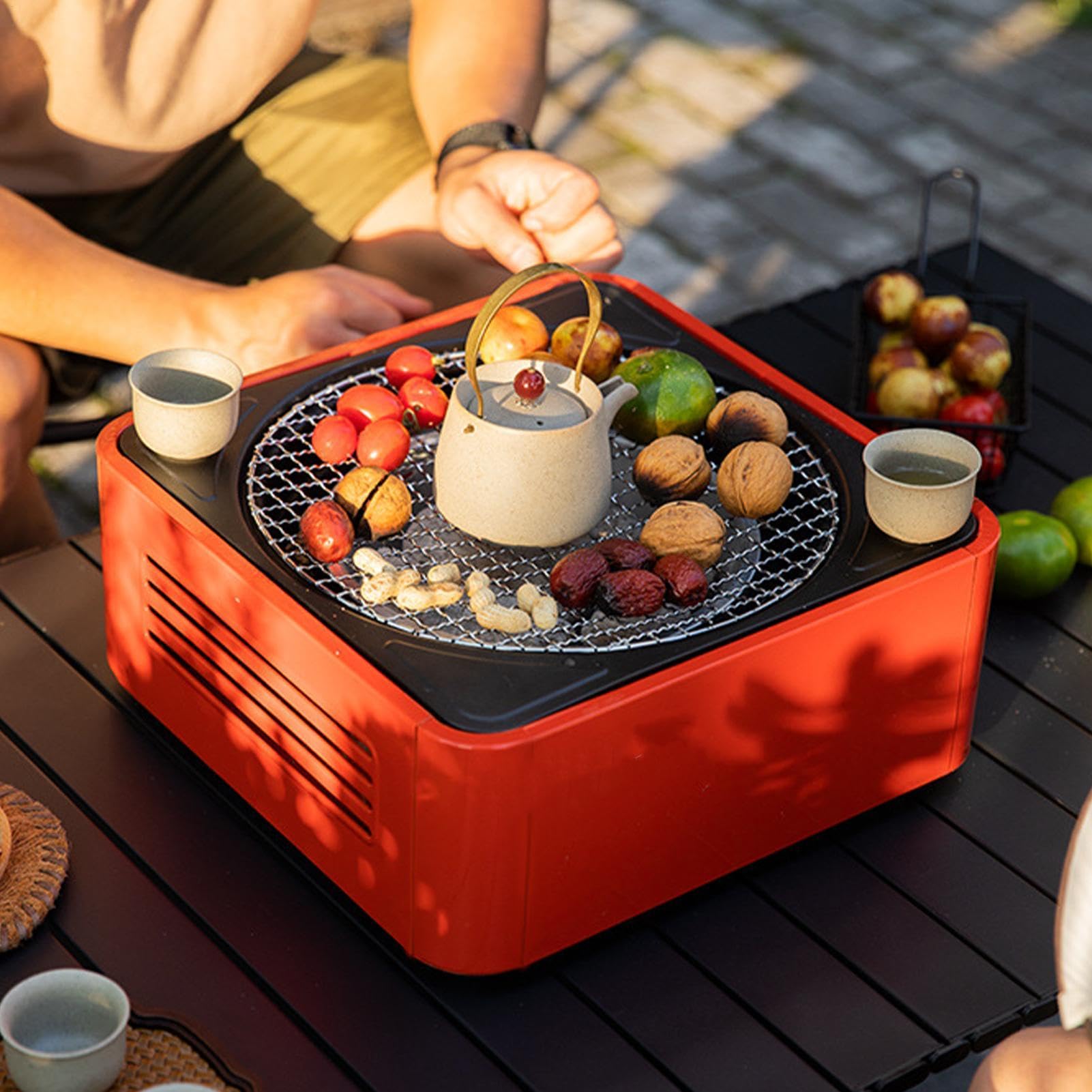 Griglia a Carbone Portatile Fornello Barbecue Compatto | Barbecue Portatile Per Cortile Campeggio Spiaggia Giardino Casa Picnic Viaggio Cucina Interna Esterna Festa