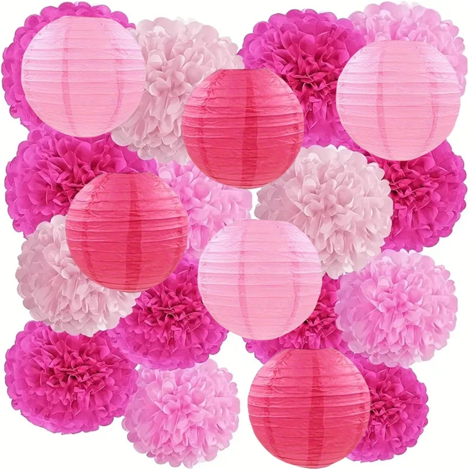 Papier-Pompons | Rosa Partyzubehör for Geburtstags- und Hochzeitsdekoration