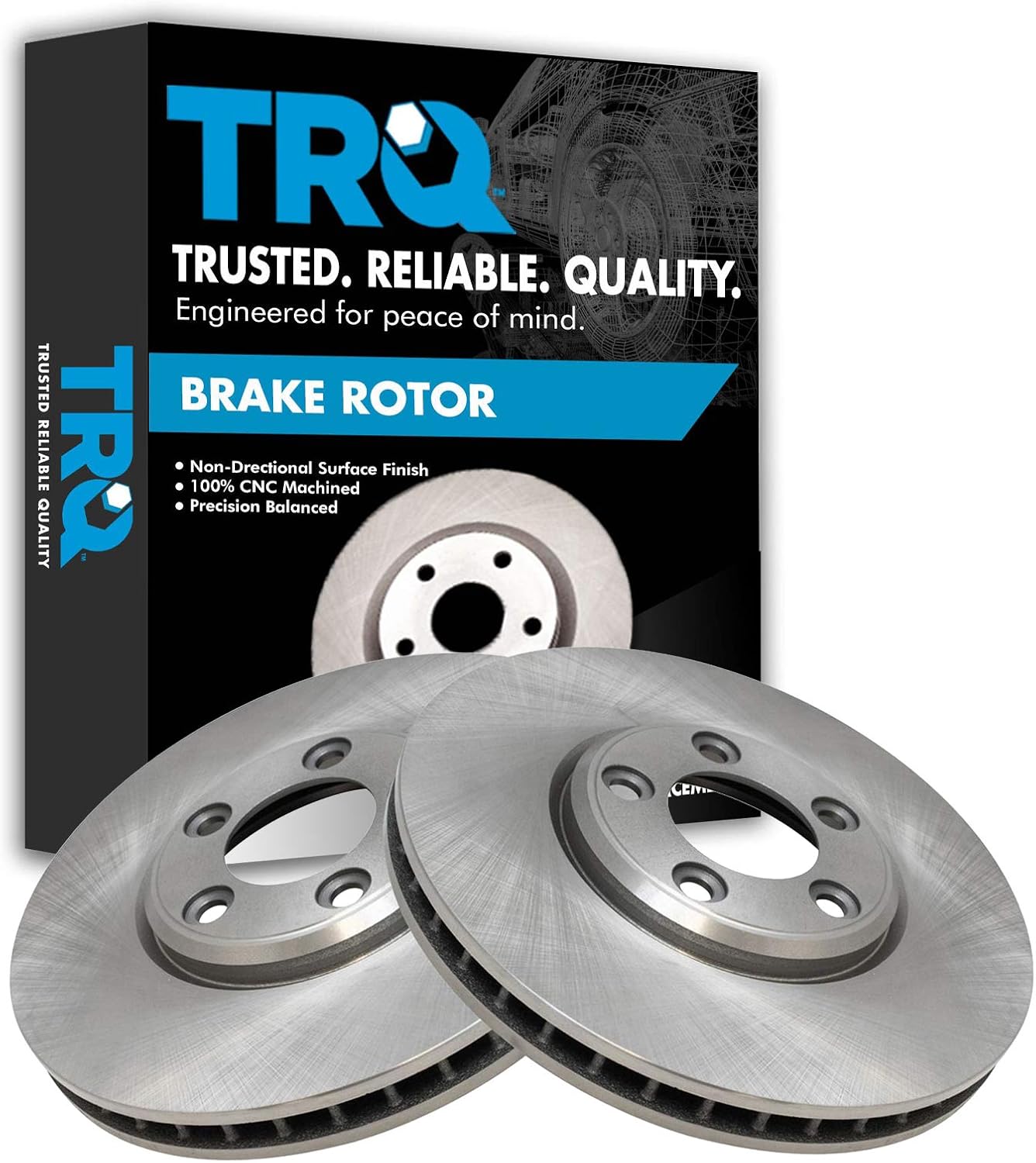 TRQ Front Brake Rotors Set Vented Compatible with 2002-2005 Ford Thunderbird 2000-2005 Jaguar S-Type 2000-2006 Lincoln LS