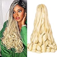 Vista 52 de Extensiones de cabello rizado francés, #4 marrón sintético para trenzar, 2.47 onzas/paquete, extensiones de cabello de ganchillo de 24 pulgadas, 8