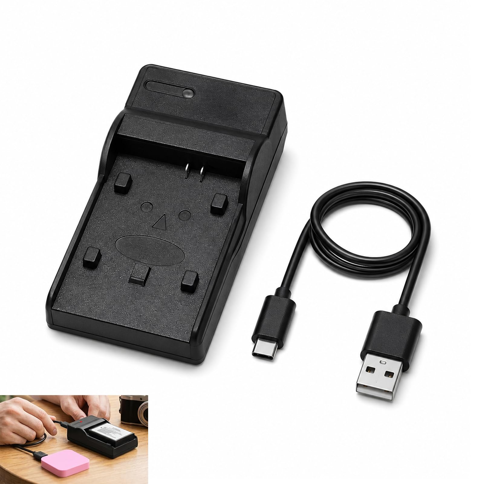 Caricabatterie USB Compatto Per Sony NP-BG1 E NP-FG1, Con Cavo Type-C, LED Di Stato E Ricarica Da Power Bank, PC O Auto, Perfetto Per Viaggi E Casa - 2