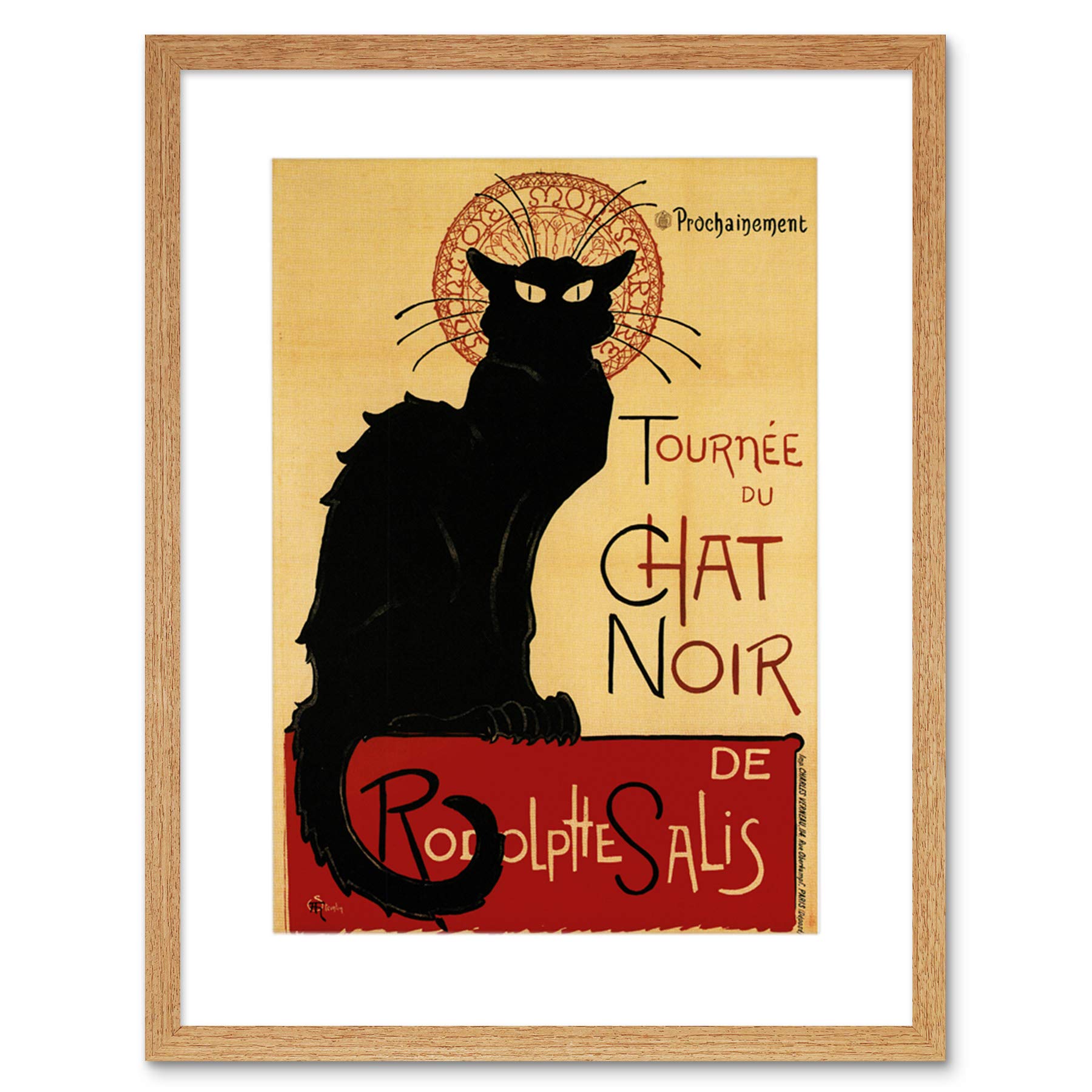 Wee Blue Coo Black Cat Chat Noir Rodolphe Salis Paris France Vintage Framed Wall Art Print