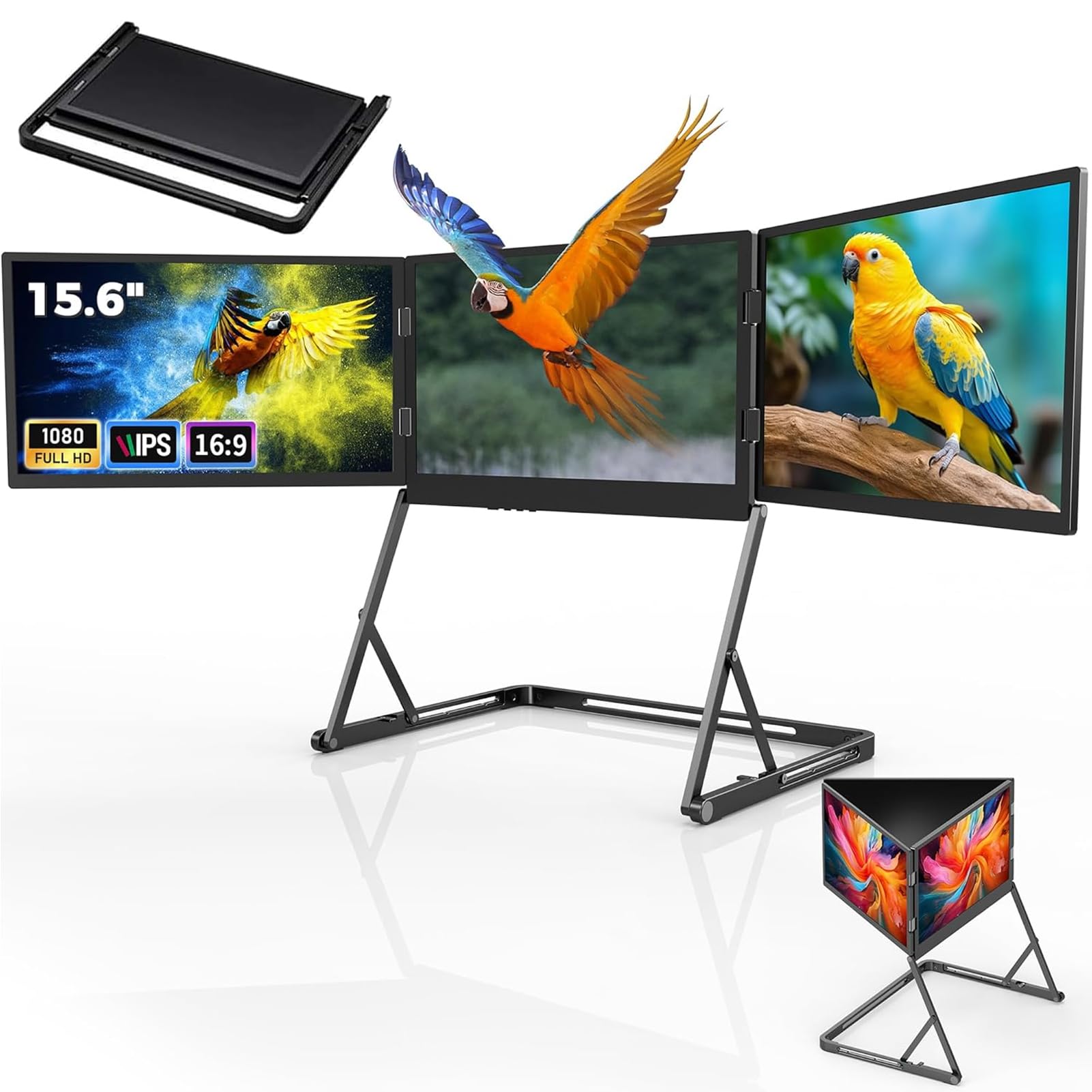 Triple Portable Monitor 15.6 Inch, FHD IPS Laptop Screen Extender, USB-C, HDMI, Plug and Play, Compatible with Windows, Mac, for 14" to 17" Laptops-picture-12