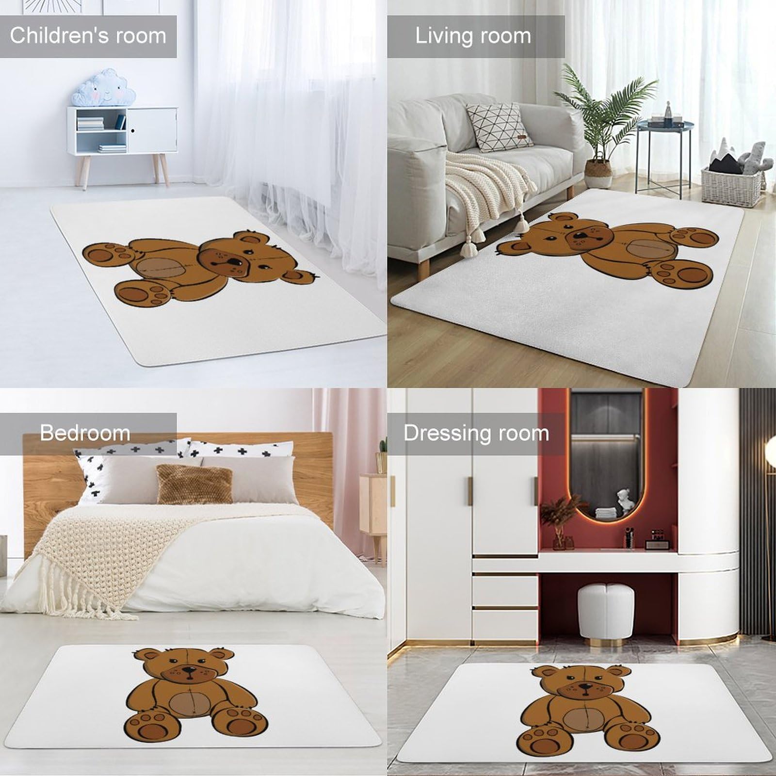 Teppich, Teddybär, weiche Bodenmatte für Wohnzimmer, Schlafzimmer (100 x 150 cm)