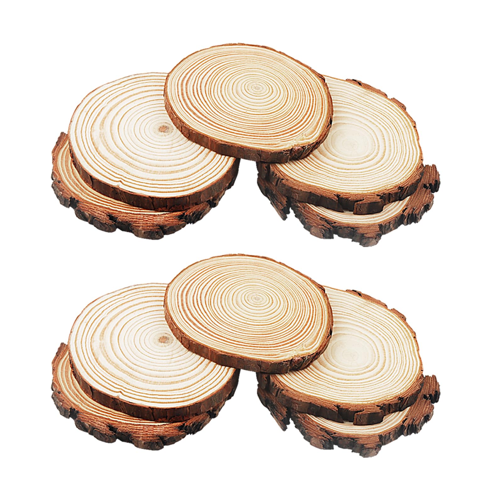 JOIKIT 20 PCS 10-11cm Wooden Slices, Natural Wood Discs, Unfinished Wooden Log Slices Wood Circles for DIY Crafts Decoration