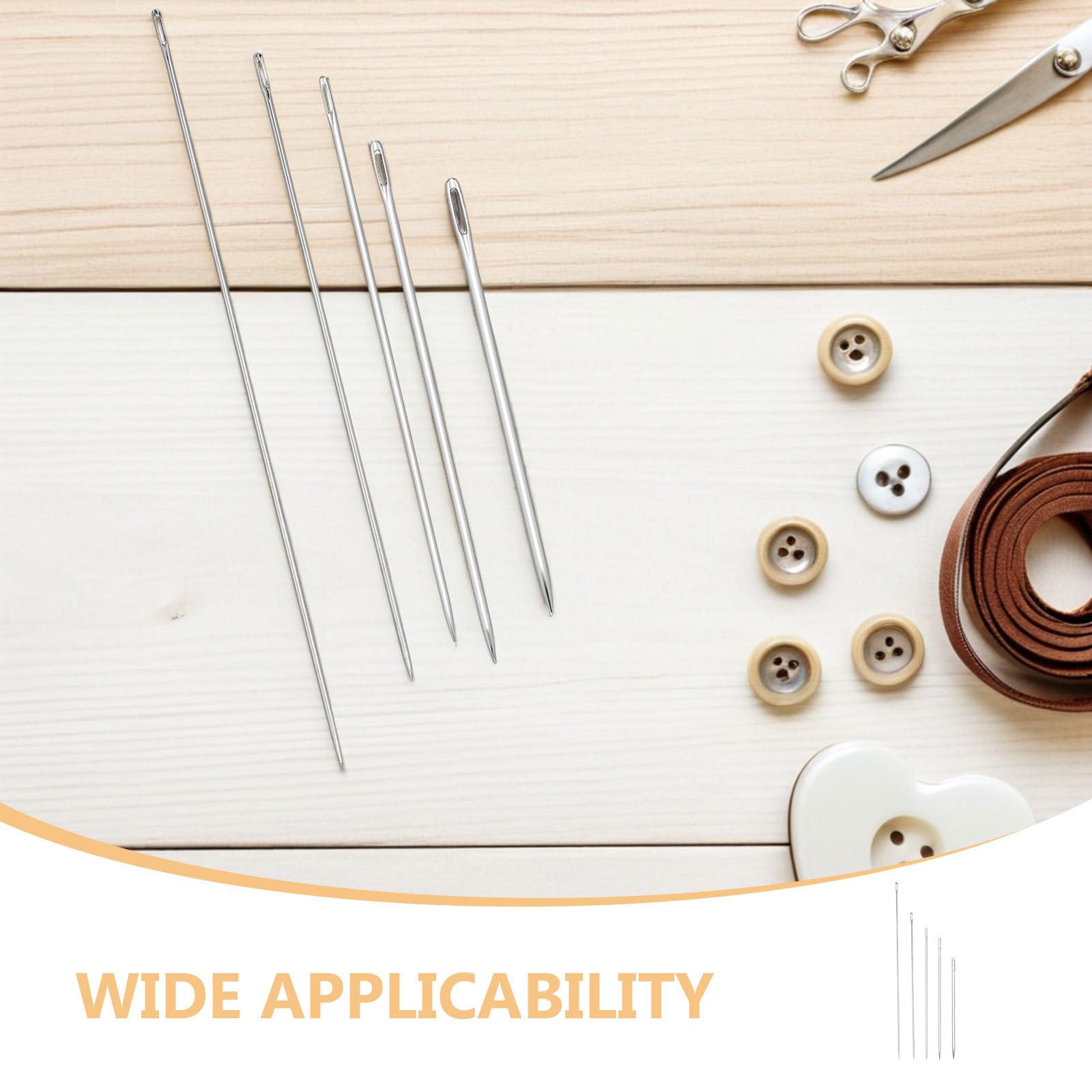 JOINPAYA 25 Agujas de Coser de Metal Extra Largas Ojo Grande para Coser a Mano y Bordar, Diseño Versátil para Reparar Telas Gruesas y Proyectos de Manualidades