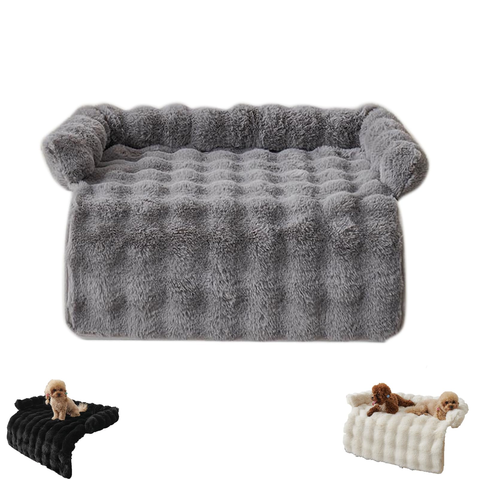 Soft Non-Slip Plush Pet Mat 75x75cm, Thick Washable Dog Couch Sofa Protector and Car Seat Cover with Anti-Slip Bottom for Large Small Dogs Cats, Home Travel Bed in White Grey Khaki Black (Dark Grey)