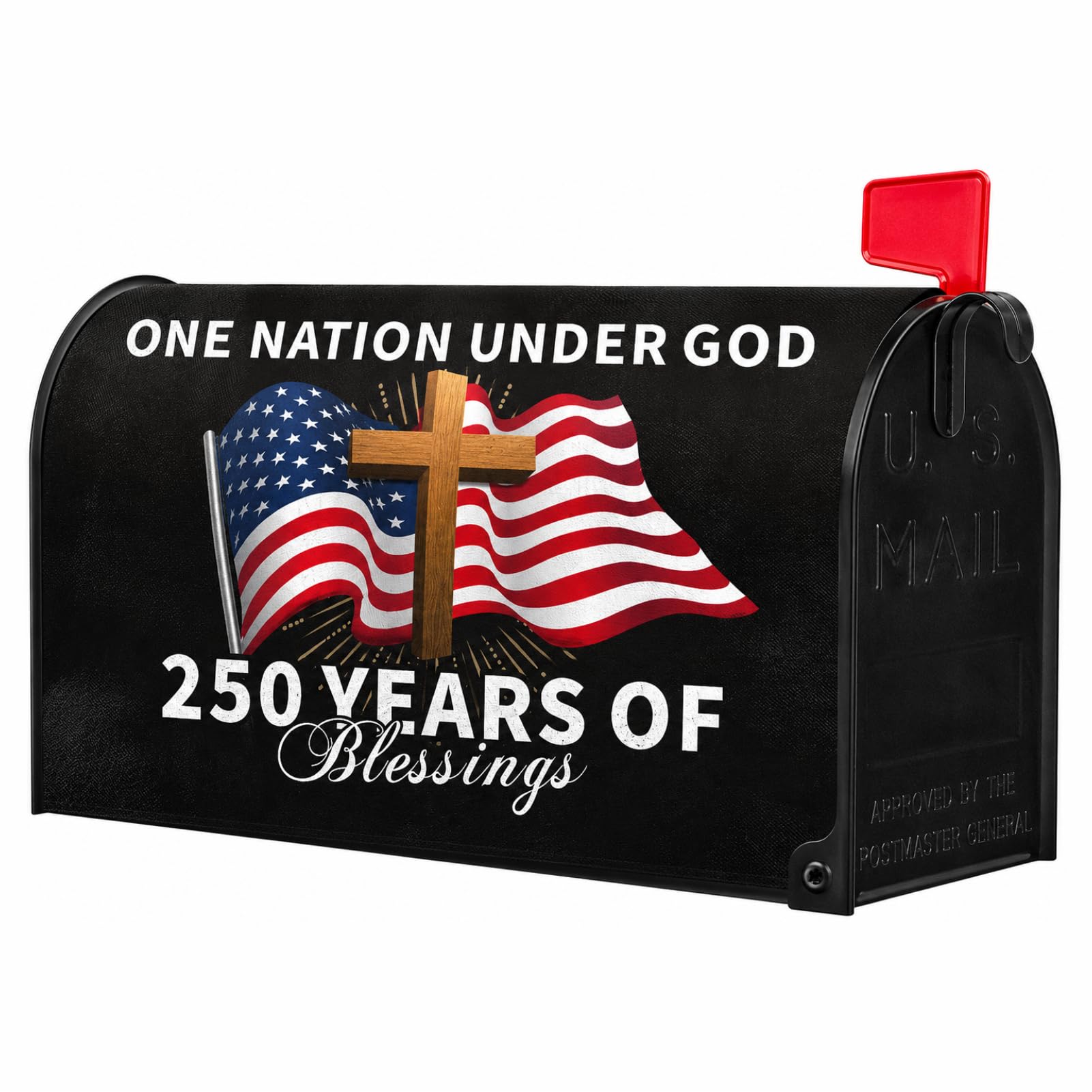 Mailbox Cover, America 250th Anniversary Patriotic Magnetic Wrap for Standard Mailboxes, Outdoor Decor, 18.1″ x 20.9″ (E)