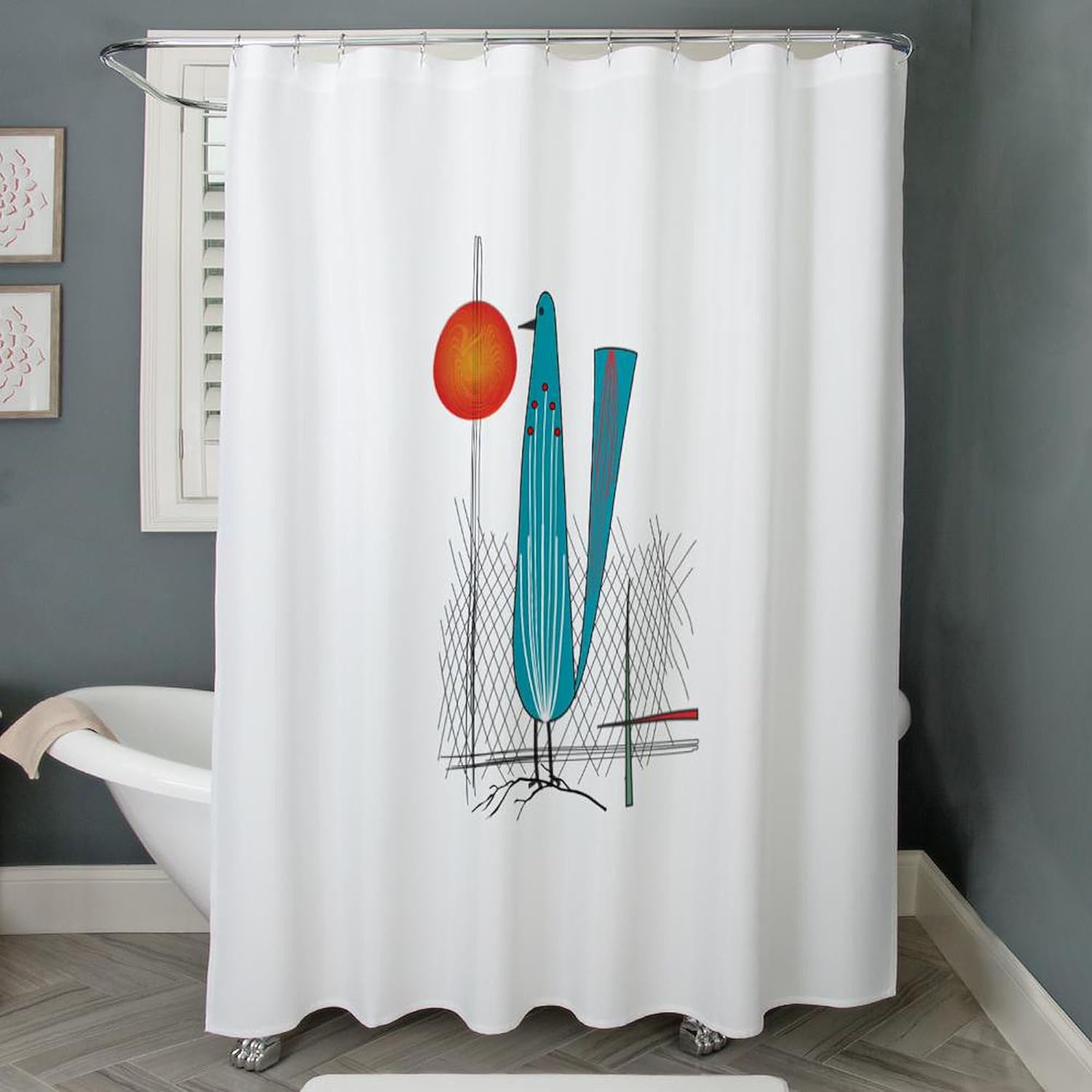 CafePress Mid Century Modern Decorative Fabric Shower Curtain