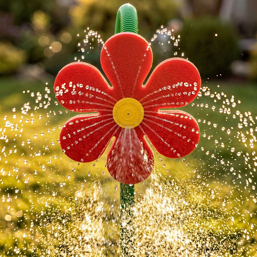 Crazy Daisy - Irrigatore d'acqua Crazy Dancing Flower, divertente palo di girasole rotante a 360° con adattatore, irrigatori spruzzatori per irrigazione del prato, per irrigazione del giardino, cani e