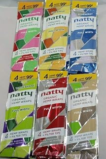 30 Packs NATTY Organic Hemp Cigarette Rolling Papers 120 Wraps Watermelon Grape Sweet Blueberry Natural Pineapple + DSS Scoop Card