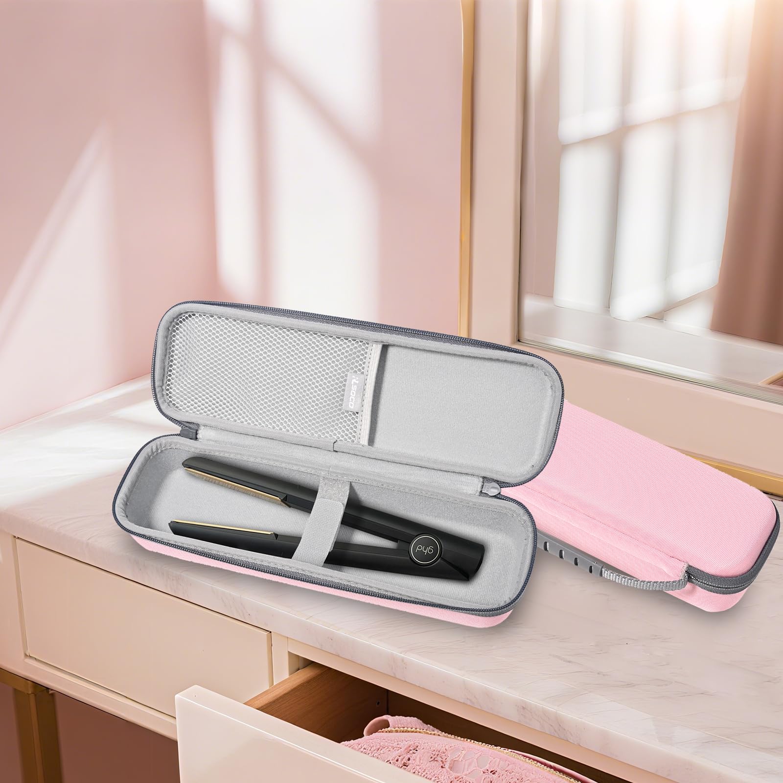 RLSOCO Tasche für ghd Gold/Max Breitplatten/Original/Platinum+/mini Glätteisen & Styler (Rosa)
