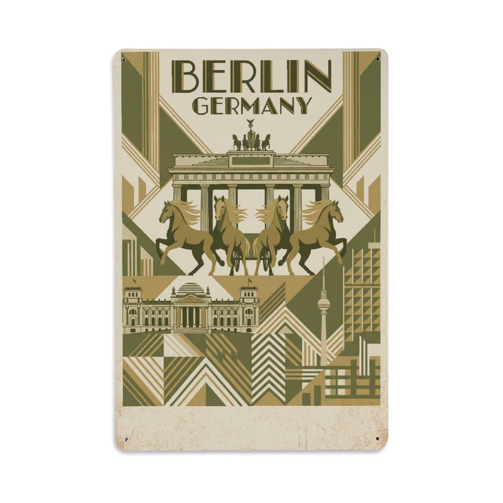 Gead 8X12inch Style Vintage Travel Berlin Germany Retro Metal Tin Sign