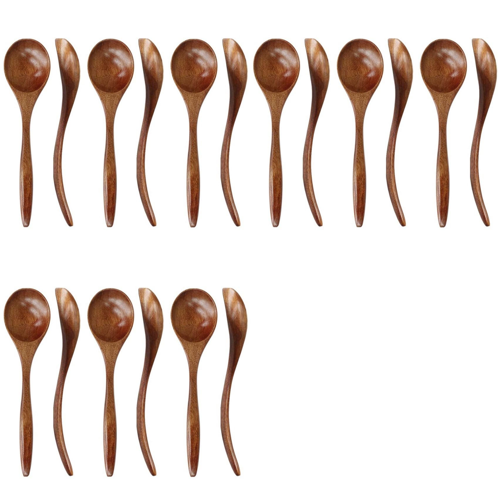 Aundhegrtt Wooden Spoons for Eating, 18 Pieces Natural Wood Eating Spoon, 7 Inch Eco-Friendly Handmade Teaspoon for Dinner