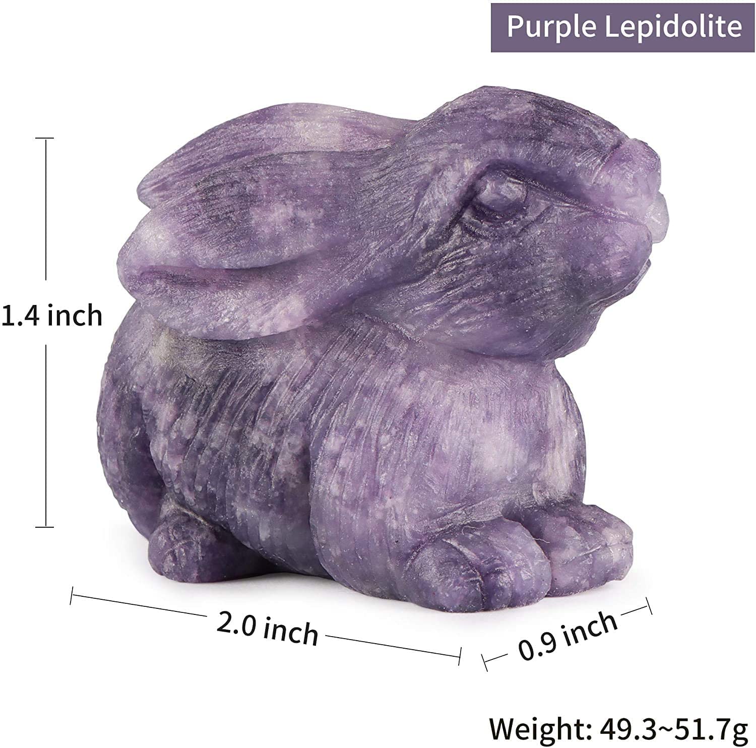 Noble Rabbit Symbol Hand Carved Rabbit Love Symbol with Artistoe Gemstones 2 Inch, Includes ...
