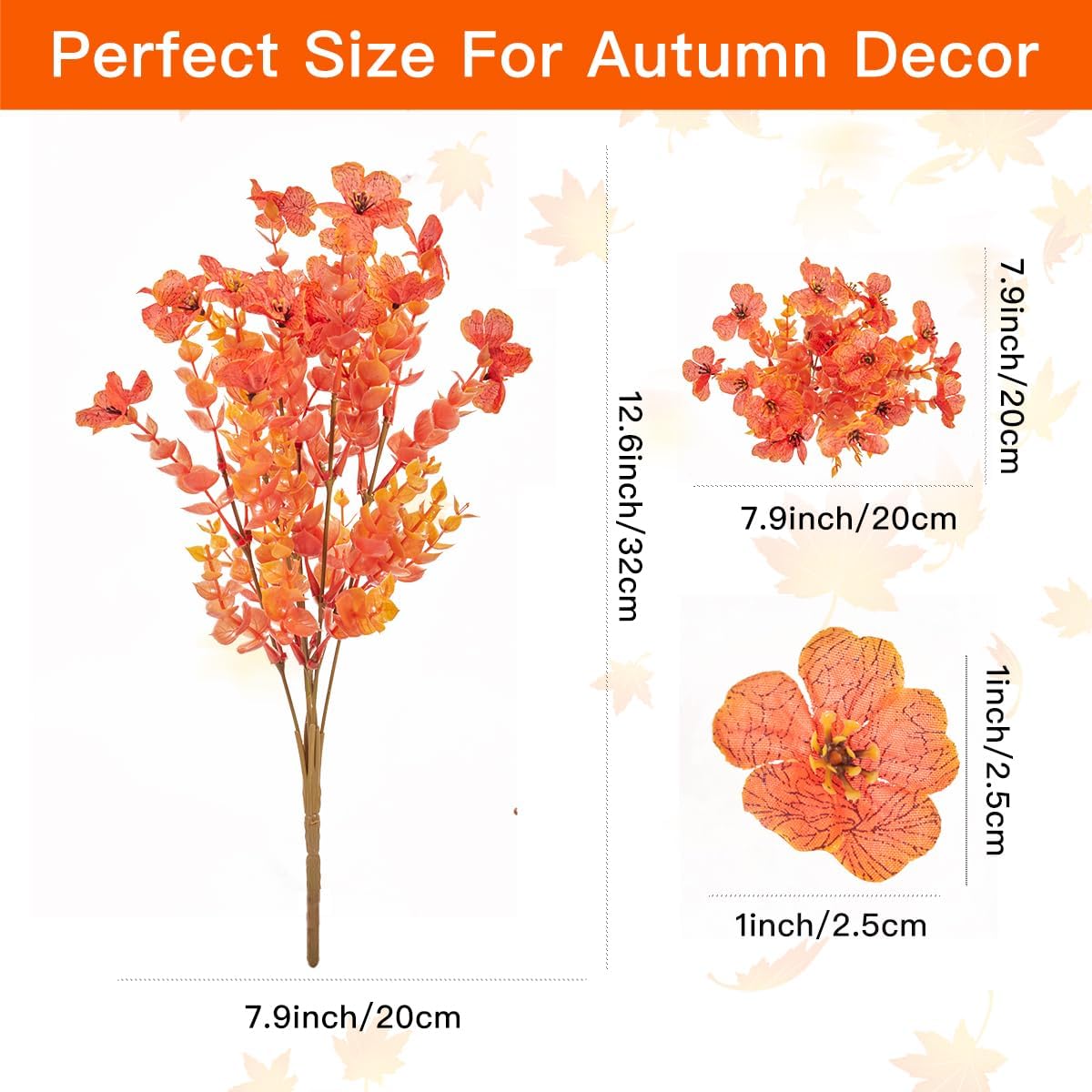 12 Bundles Outdoor Artificial Flowers UV Resistant Fake Boxwood Plants,Faux Plastic Greenery for Indoor Outside Hanging Plants Garden Porch Window Box Home Wedding Decor (Autumn)