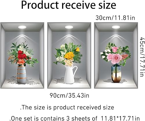 Miniatura 4 de Calcomanías de pared de plantas verdes 3D, calcomanías de pared de plantas verdes 3D, calcomanías de pared de flores 3D, vinilo creativo para