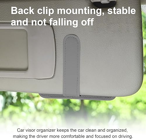 Miniatura 6 de Augeny Organizador de visera solar para automóvil, pequeño organizador y almacenamiento de visera, soporte para registro y documentos, accesorios de