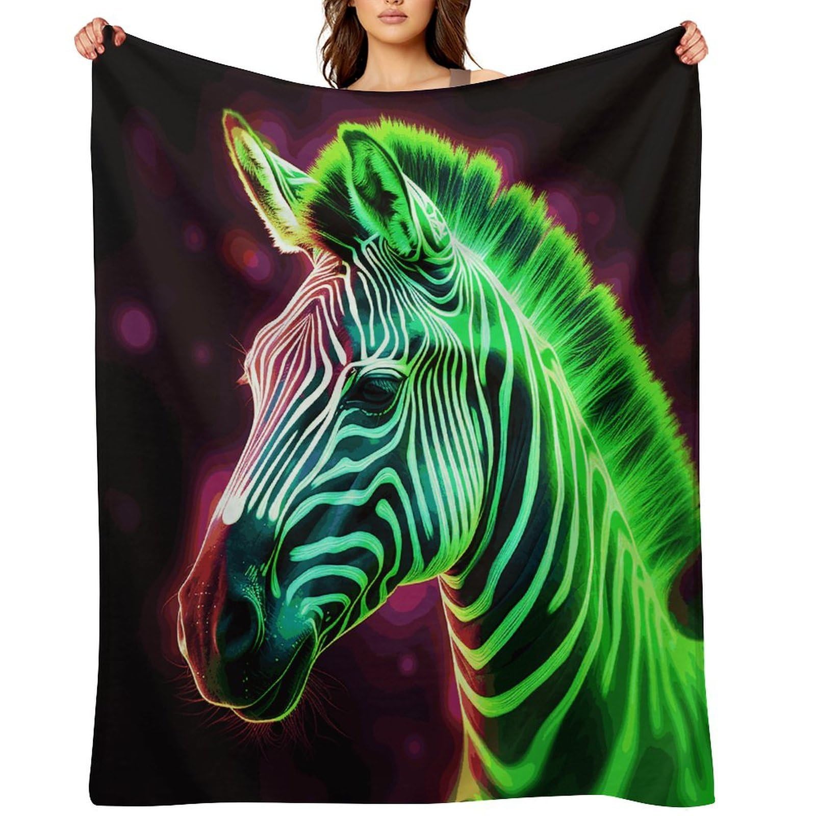 Fekiloot Style Glowing Zebra Throw Blankets Camping Blanket40 X50