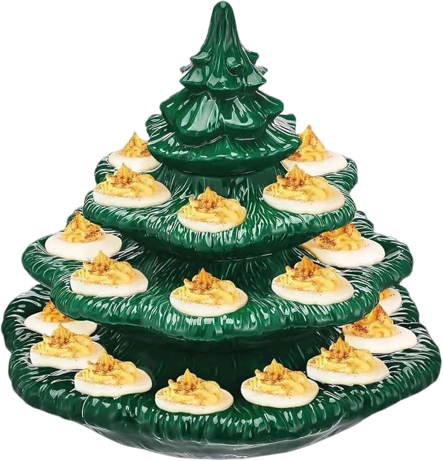 Christmas Tree Deviled Egg Holder, Deviled Egg Christmas Tree Platter, Reusable Christmass Devileds Eggs Platter Containers, Creatively Non Slip Holiday Devileds Eggs Tray Serving Snacks Holder