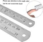 3PCS Stainless Steel Office Ruler Set Straight Edge Measuring Tool 12 Inch & 8 Inch & 6 Inch Metric and Imperial Precision Metal Rulers Kit for Engineering & Teaching & Office