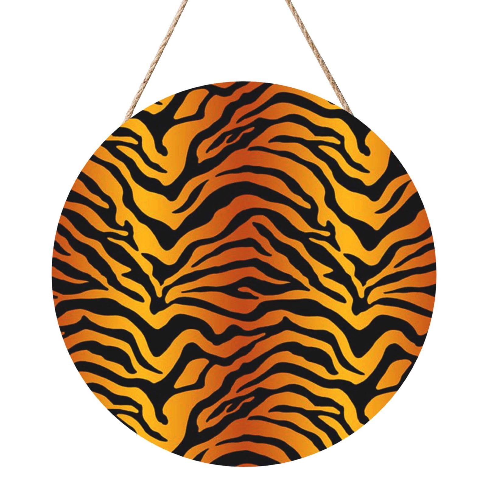 InOmak Tiger Prints, Round Wood Panel Painting 12 in, Wall Hanging Painting For Home