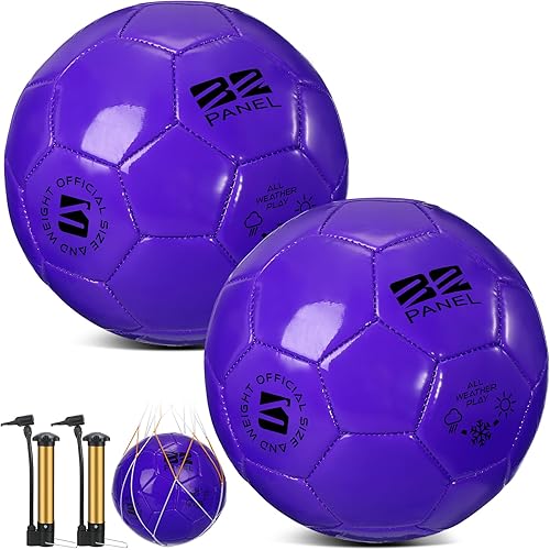Miniatura 9 de Shappy 2 pelotas de fútbol de Navidad a granel con bomba, bolsa de malla, tamaño oficial 3, 4, 5, pelota de fútbol colorida para interiores y Negro,