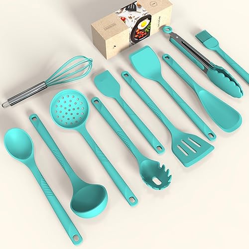 Miniatura 2 de Juego de utensilios de cocina de silicona, resistentes al calor de 600 F, juego de utensilios de cocina antiadherentes con espátulas, cucharas,