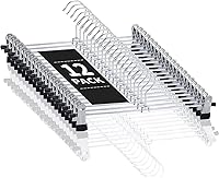 Vista 1 de Paquete de 12 perchas para pantalones con clips para mujer, perchas de metal resistente para ropa para armario, ahorro de espacio, antideslizante