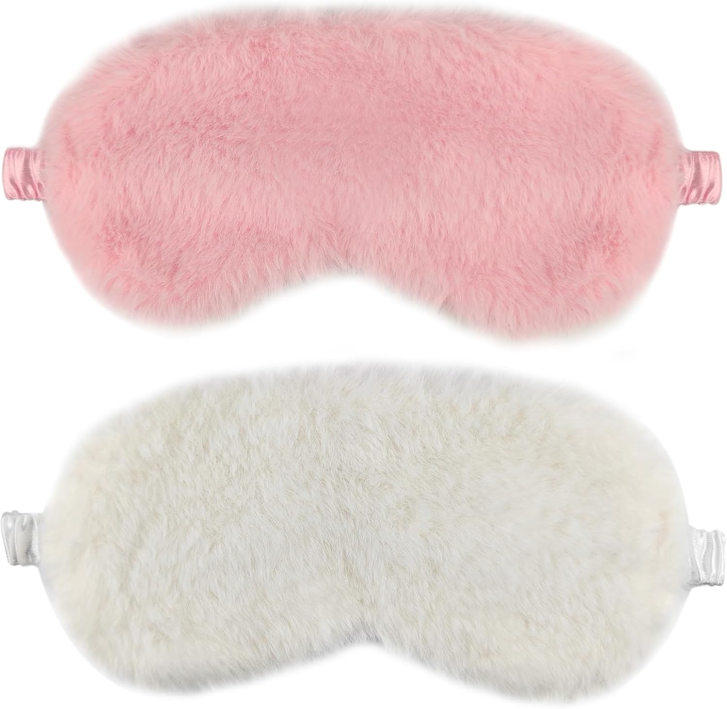 1 Pcs Colors Eye Mask for Sleeping, Sleepover Stuff, Soft, Elastic Band Plush Sleeping Eye Mask, for Everyone Travel Nap Sleeping (White,Pink)