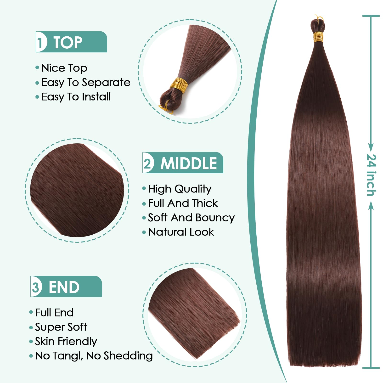 Locescsoc 28 Inch Straight Hair Extensions 150g 3 Packs Bone Straight Braiding Hair - Image 3