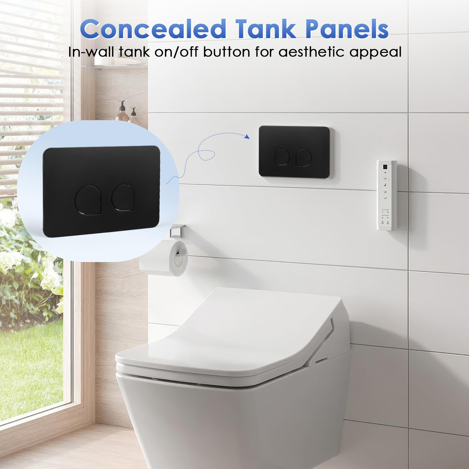Placca di Comando WC Compatibile con Geberit Sigma 01, 10, 20, 21, 30, 50, 60, UP300 e UP320, Pannello Frontale per Cassetta WC Incasso, Doppio Scarico, Dimensioni: 245 × 164 mm(Nero)
