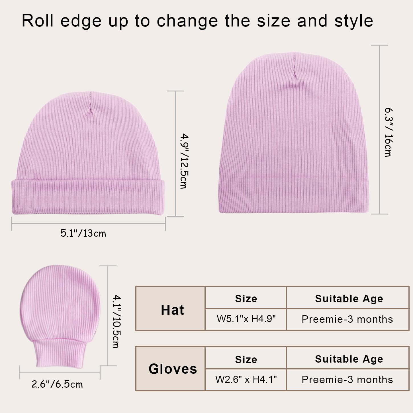 Newborn Baby Hats and Mittens Set for Unisex Infant Toddler Soft Beanie Hat Newborn Hospital Hats for Boys Girls 0-6 Months - Image 2