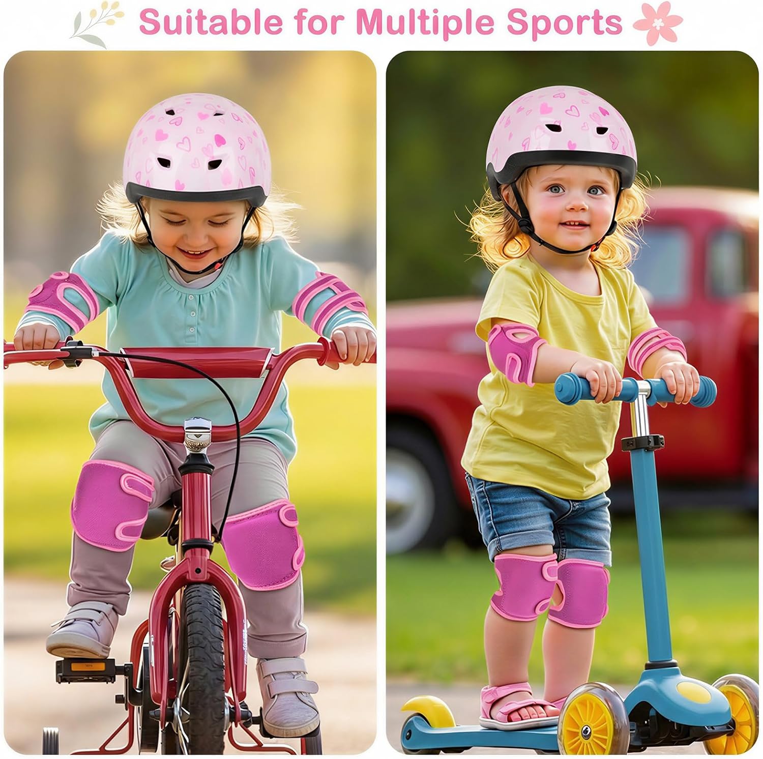 Toddler Helmet, Baby Infant Bike Helmet with Toddler Knee Pads and Elbow Pads Set for Kids 1-3 Years, Adjustable Baby Bike Helmets for Scooter Bicycle