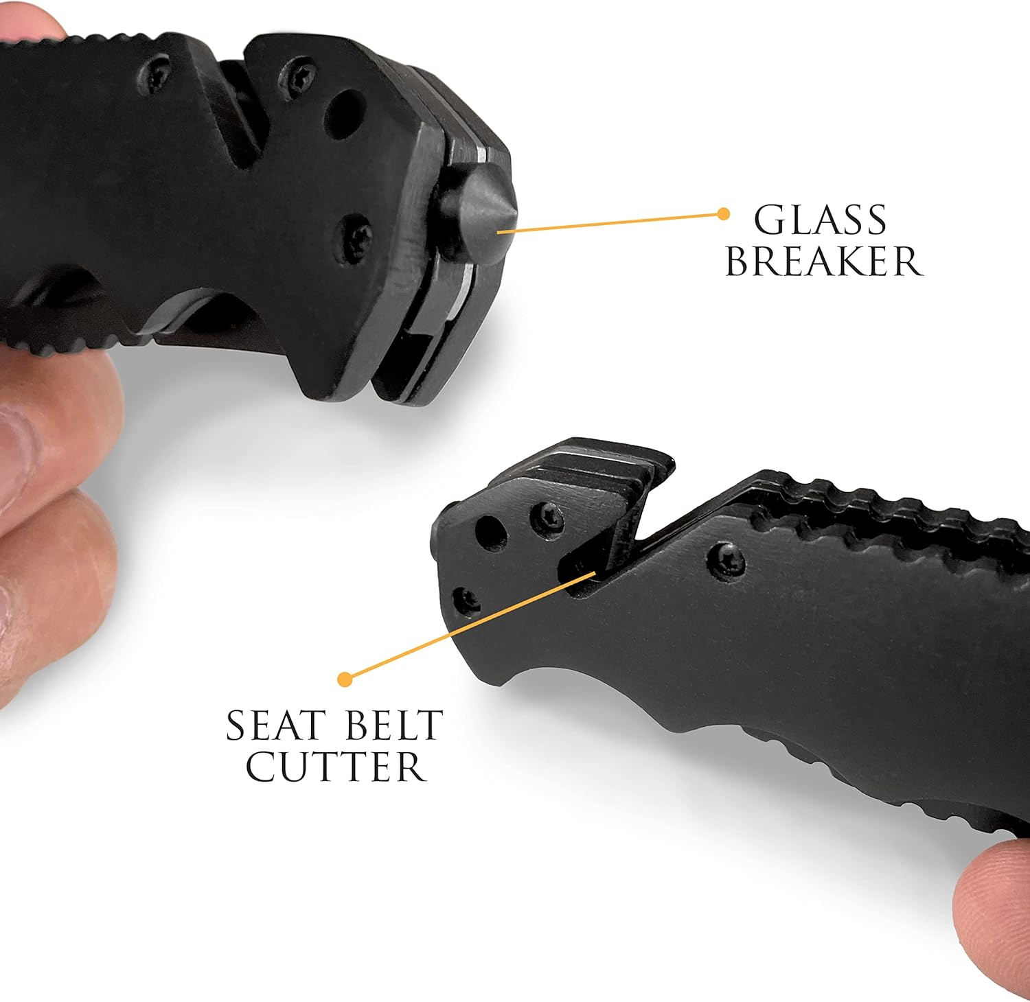 Premium Personalized Knife With Glass Breaker, Seat Belt Cutter Knife, Survival Tactical Knife, Black Finished Handle Personalized Knife
