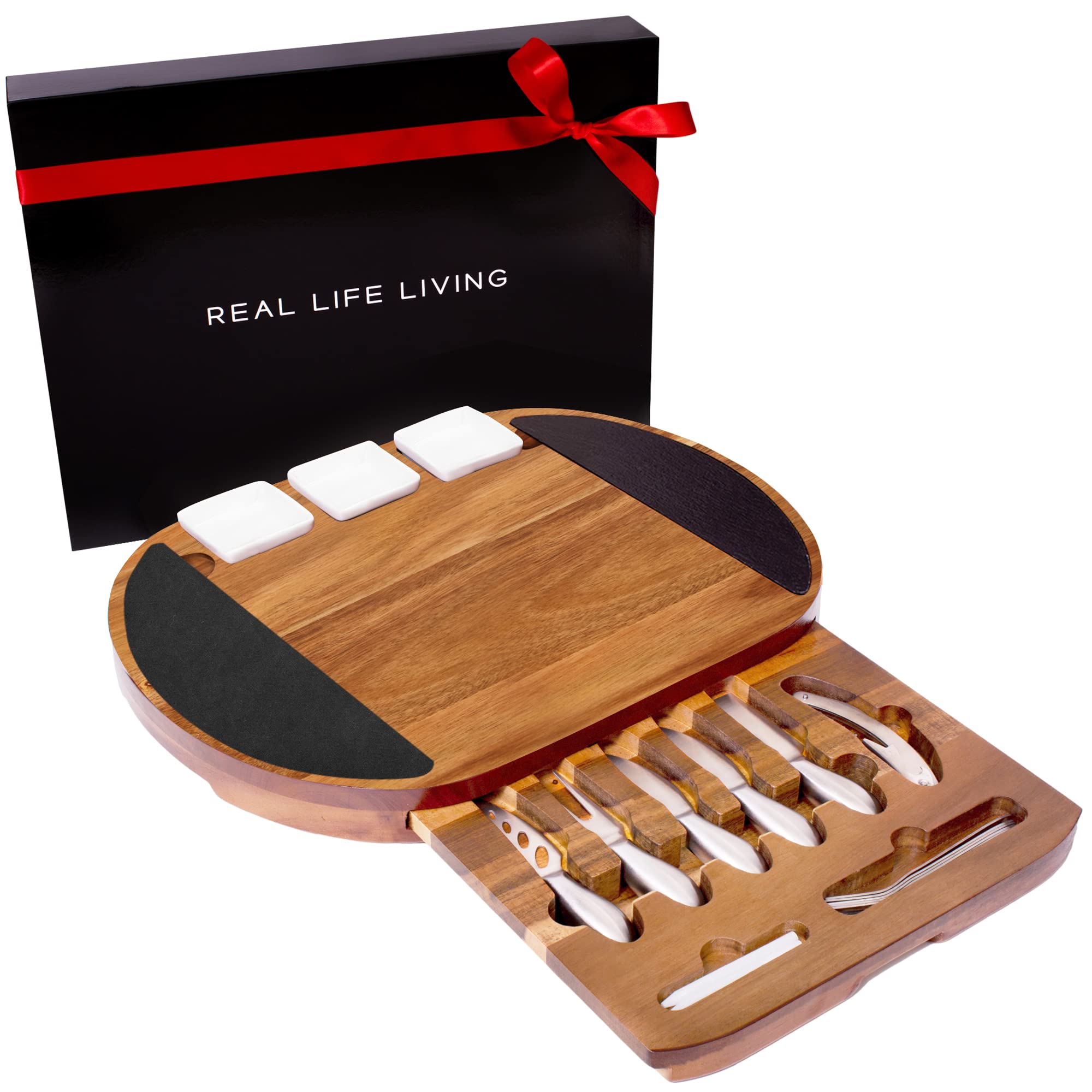 Buy Premium Large Charcuterie Board Gift Set. Acacia Wood Luxury Cheese Board with Stainless