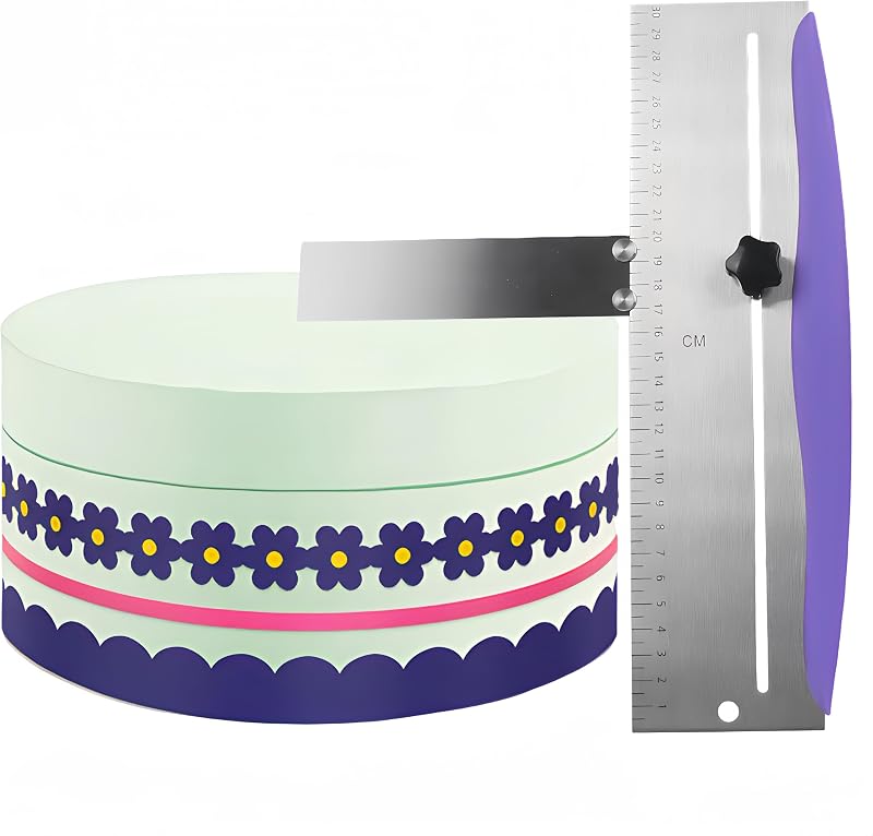 Raspador de pasteles de acero inoxidable de 12 pulgadas, nivelador más suave de raspador de pasteles | Espátula para glaseado, nivelador de pasteles, espátula de cocina ajustable para mousse, queso, pastel de crema