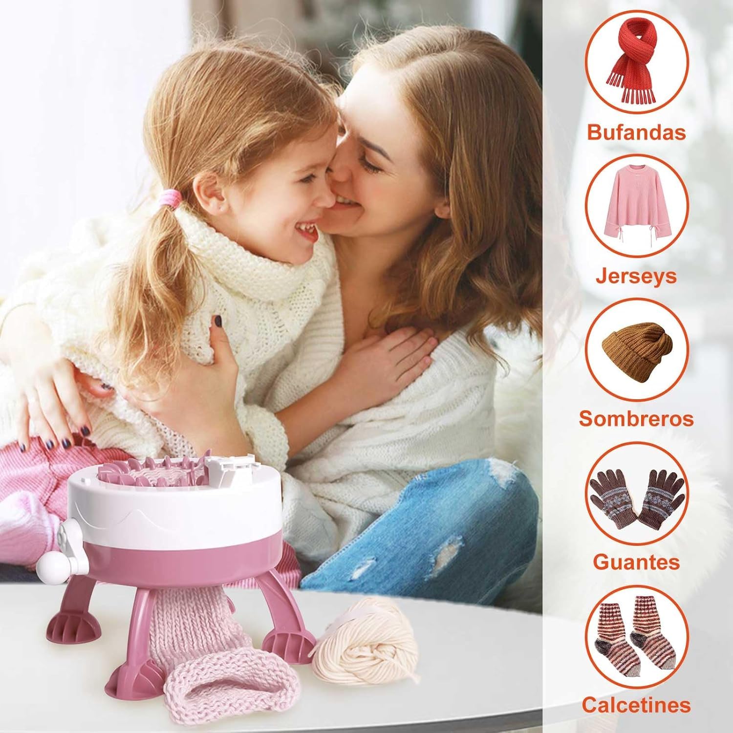 Outbit Macchina per maglieria Web, 22 aghi, macchina per maglieria fai da te, telai, macchina per aghi rotanti per adulti e bambini