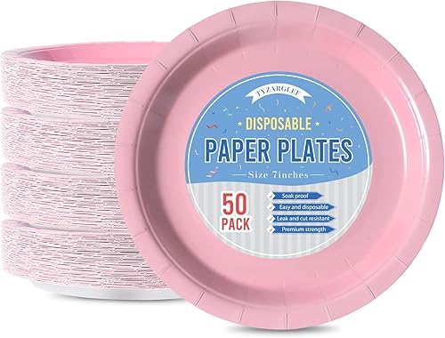 Miniatura 103 de Platos de papel desechables rojos, 50 platos llanos de 9 pulgadas a granel para suministros de fiesta, platos de fiesta de colores y resistentes