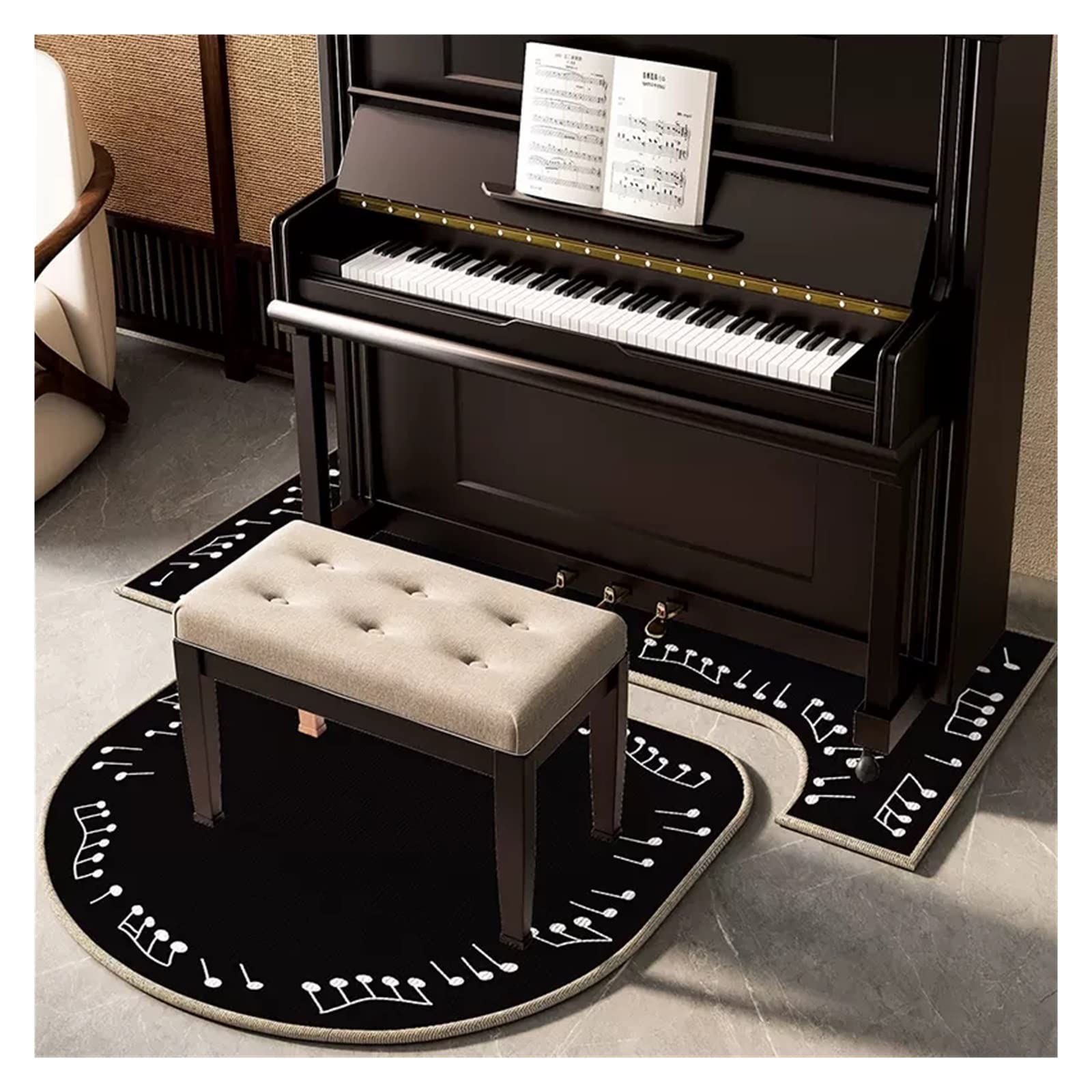 Upright Piano Soundproof Carpet Set, Sound Absorbing Piano Rug Runner Floor Mat for Living Room, Bedroom & Home Studio (Color : Style 4, Size : 70x160cm)(Color:Style 1,Size:70x160+110x110cm)