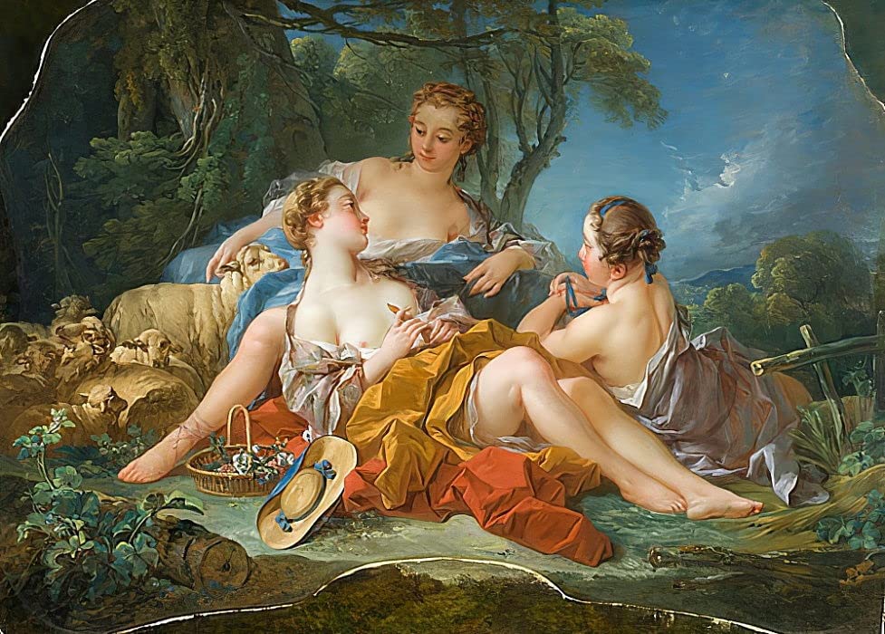 Cuadro en lienzo las Confidencias Pastorales François Boucher soluciona paredes vacías oficina