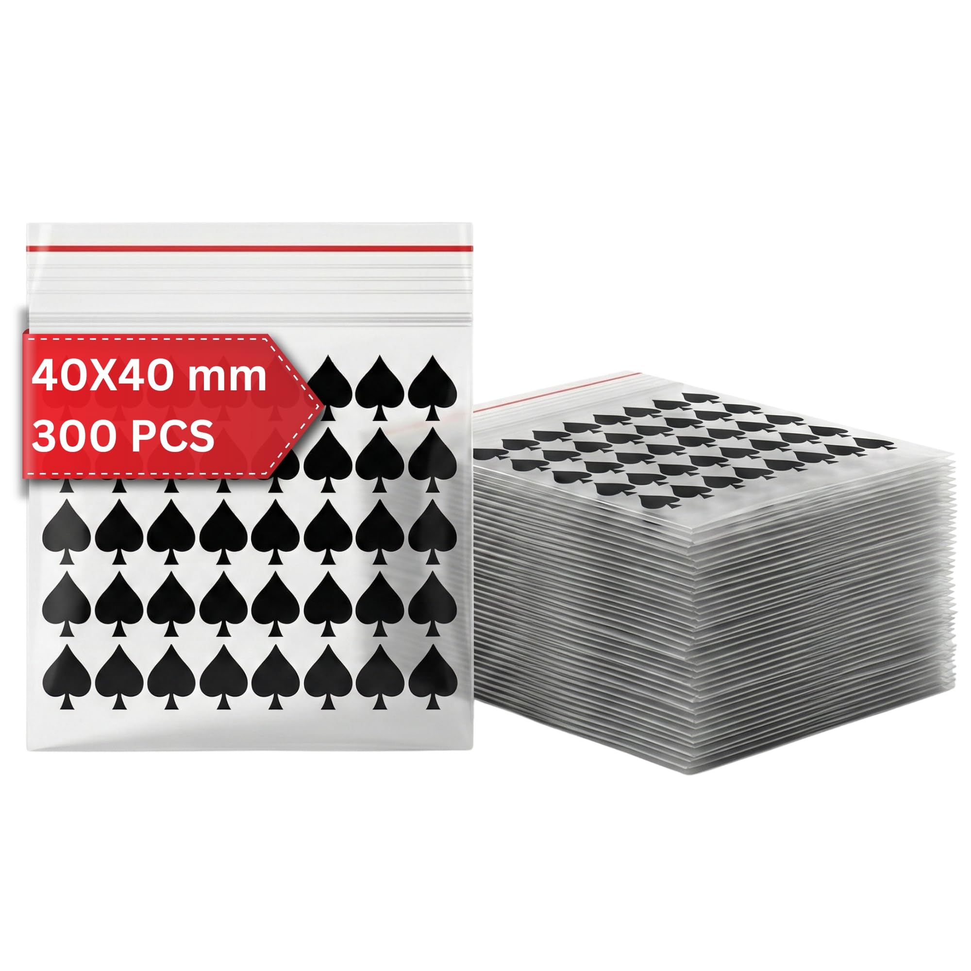 Small 40x40mm Black Spade Polythene Plastic Baggies - Durable Grip Zip Lock Seal - Resealable Grip Seal Bags (300pcs)