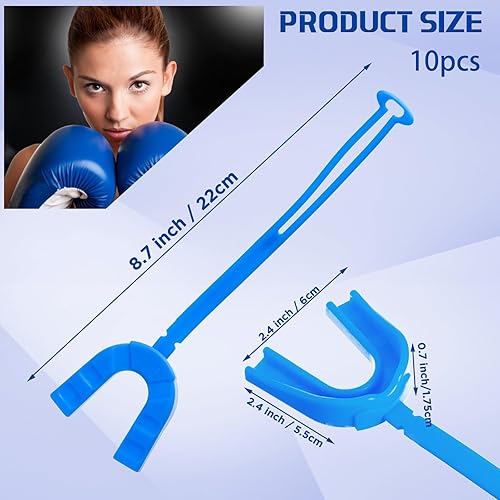 Miniatura 9 de Dunzy Protector bucal deportivo con correa, 10 unidades, sin ebullición, para adultos y jóvenes, protector bucal para boxeo, baloncesto, lacrosse,