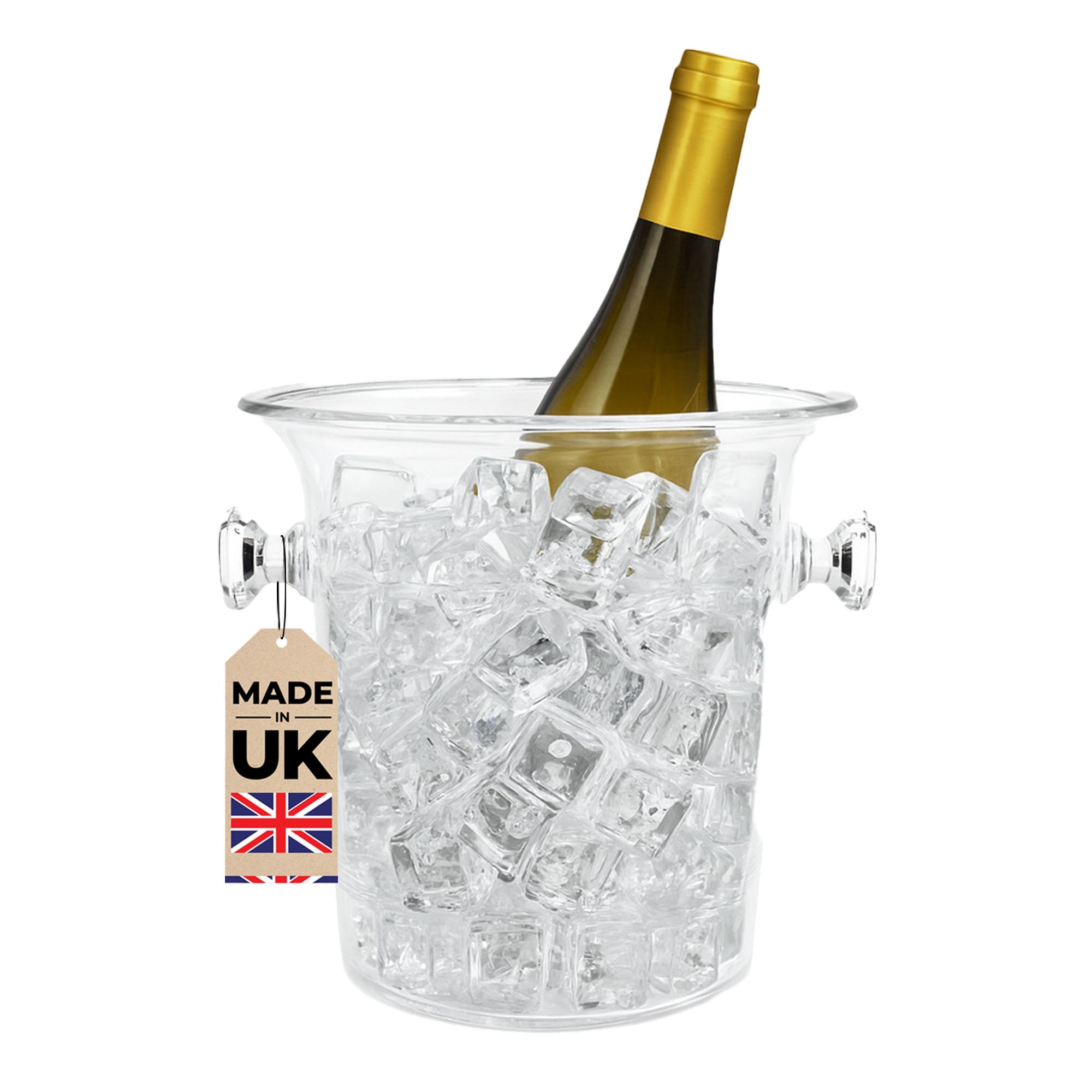 Chabrias Ltd Clear 3.5 Litre Wine Bucket Champagne, Beer, Wine Cooler, Bar Accessories, Ice Buckets For Parties, Party, Home Bar Accessories, Bottle Cooler Chiller UK Made