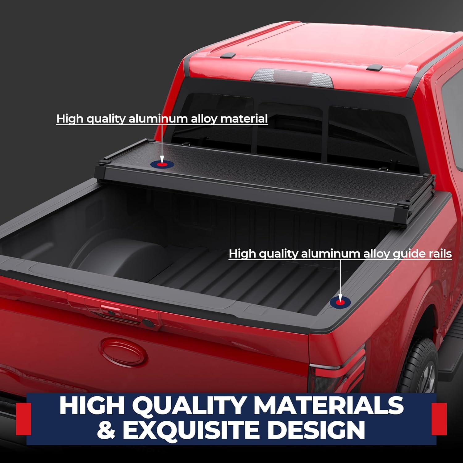 MOSTPLUS 5.5FT Fiberglass Tri Fold Hard Truck Bed Tonneau Cover Compatible with 2015-2025 2026 Ford F150 F-150 Long Bed On Top (67Inch) - Image 5