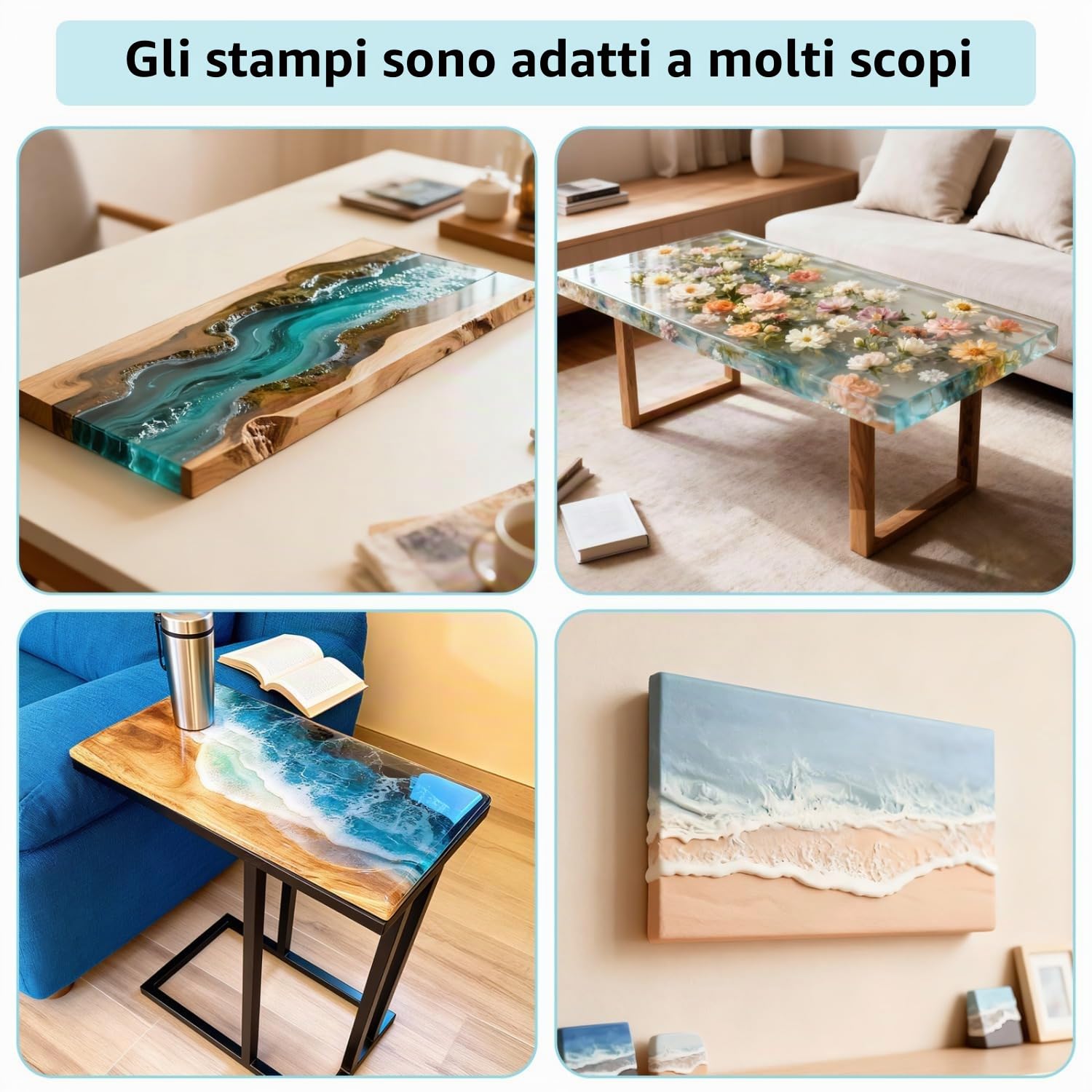 Stampo Rettangolare Extra Grande in Silicone per Resina Epossidica per Tavolo, 59 × 30 cm, Stampo in Silicone per Fusione in Resina Epossidica per Tavolo Fiume, per Artigianato in Resina Fai da Te