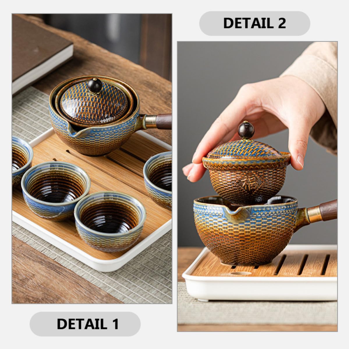 Juego de Té Obsequio Especial Tetera Giratoria y Portátil de Cerámica para Tazas Elegantes Aficionados del Té en Casa