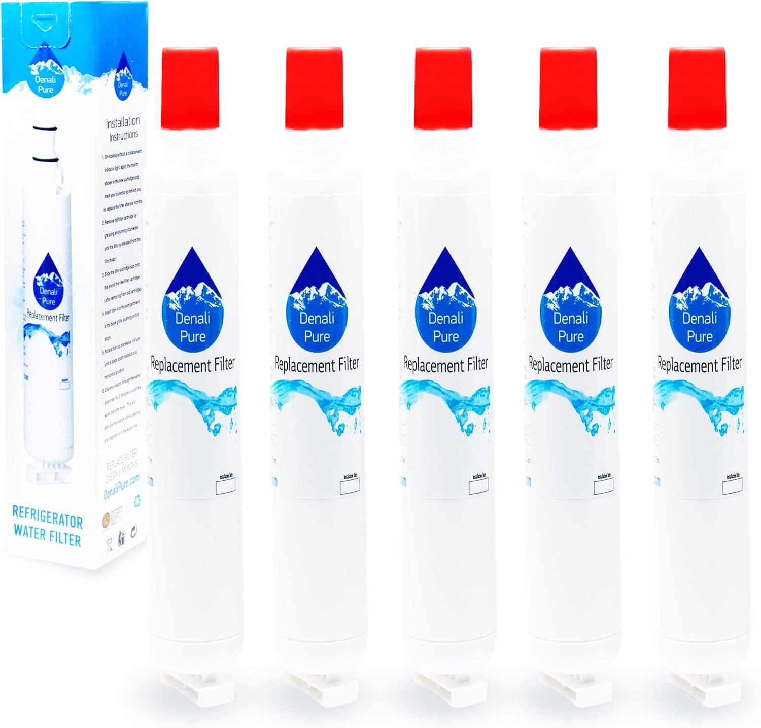 5-Pack Replacement for KitchenAid KTRA19EMSS00 Refrigerator Water Filter - Compatible with KitchenAid 4396701 Fridge Water Filter Cartridge